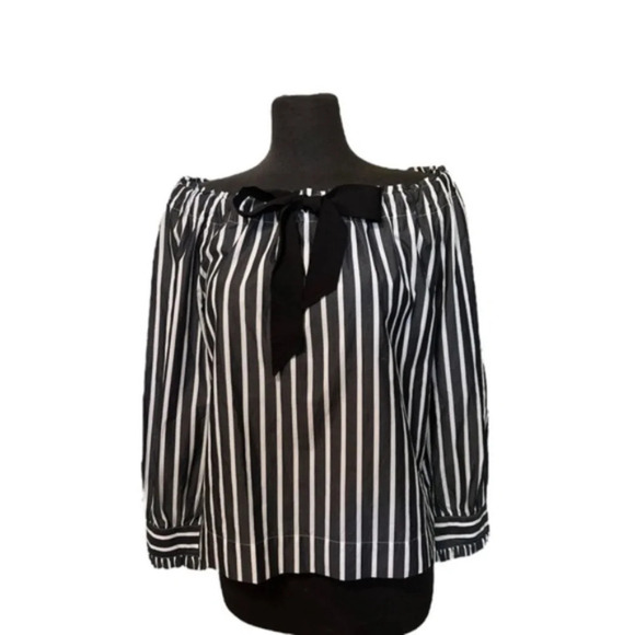 J.Crew off-the-shoulder Striped top with bow, SMALL - Picture 9 of 11
